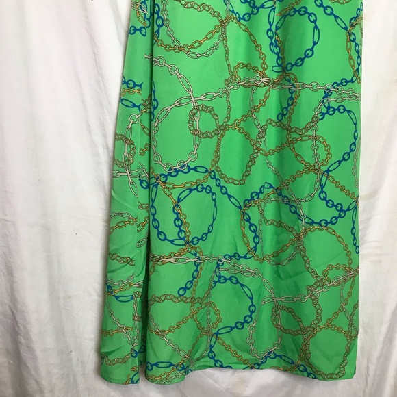 New York & Company Green Floral Chain Print Halter Sleeveless Maxi Dress Size XS - Picture 7 of 14
